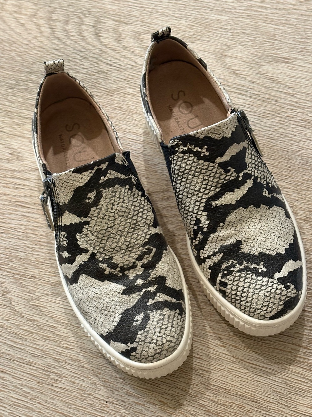 Soul Naturalizer Snake-Print Slip-On Sneakers in Black and Cream